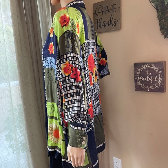 DAVID MICHAEL OVERSIZED SILK BUTTON DOWN M - Picture 3 of 5